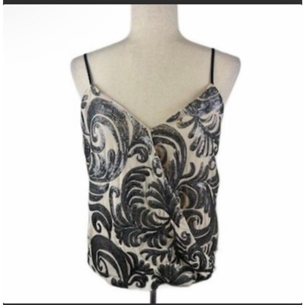 1. State Women Sleveless Sequin Swirl design Cami Top Sz. XS Beige & Silver